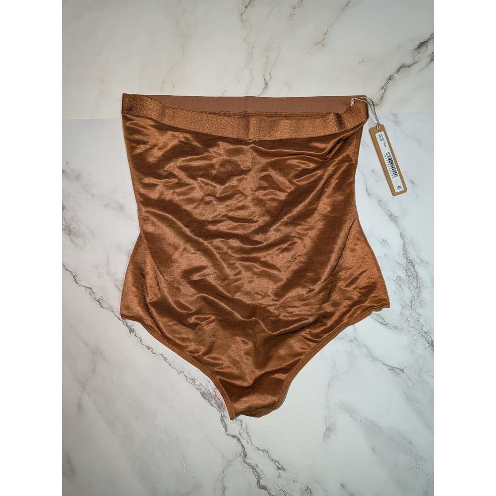 SKIMS High Waisted‎ Thong Bronze SH-HWT-0532 Satin Shapewear Medium NWT